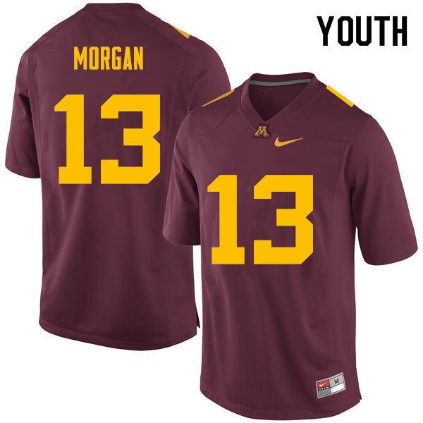 Youth #13 Tanner Morgan Minnesota Golden Gophers College Football Jerseys Sale-Maroon - Click Image to Close